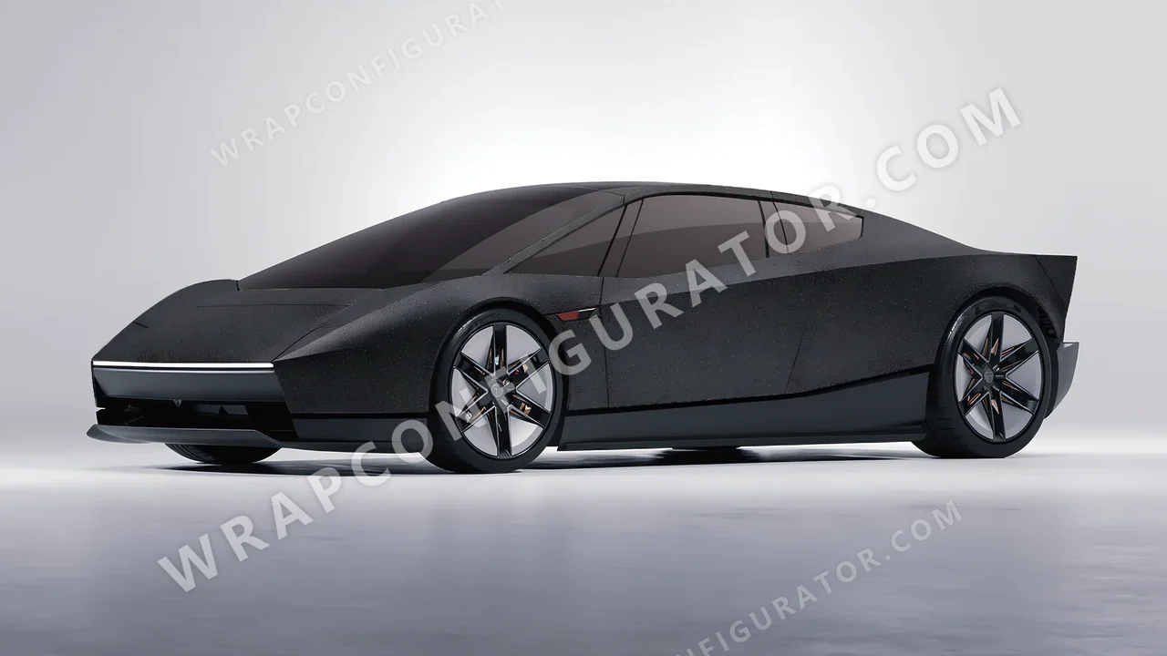 Black Tesla Roadster 2026 wrapped in ORACAL Matt Black Galactic Gold 970RA-905M