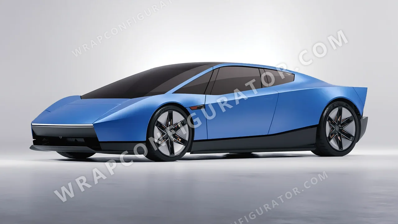 Blue Tesla Roadster 2026 wrapped in Avery Dennison Light Blue SW900-633-O