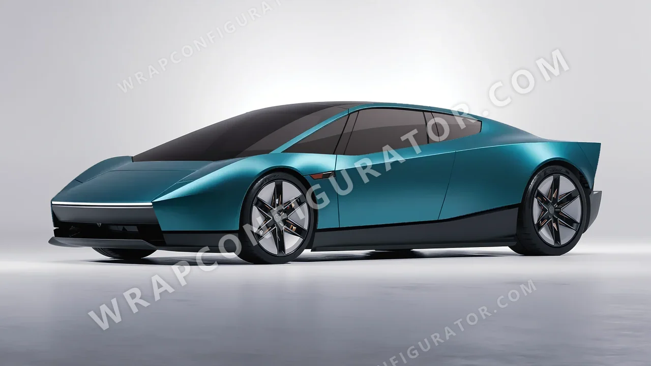 Blue Tesla Roadster 2026 wrapped in Avery Dennison Satin Cool Teal SW900-716-S