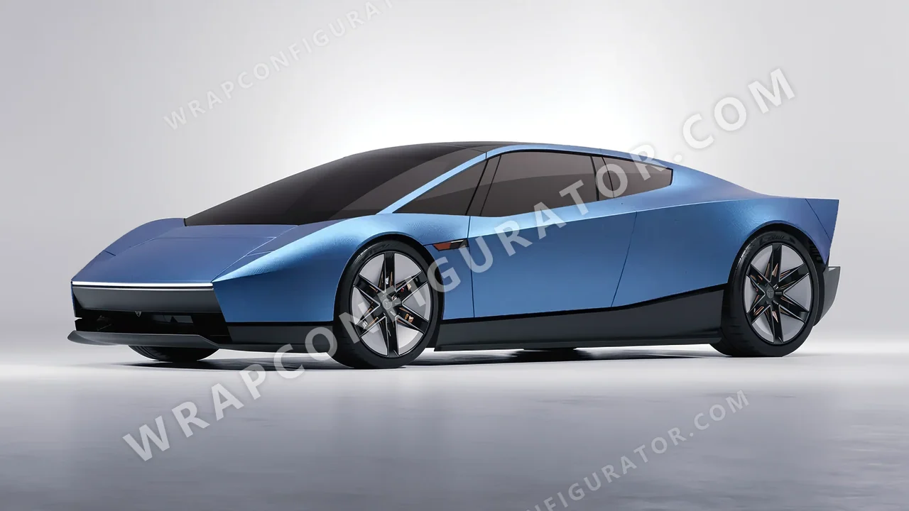 Blue Tesla Roadster 2026 wrapped in KPMF Matt Elan Blue K75561