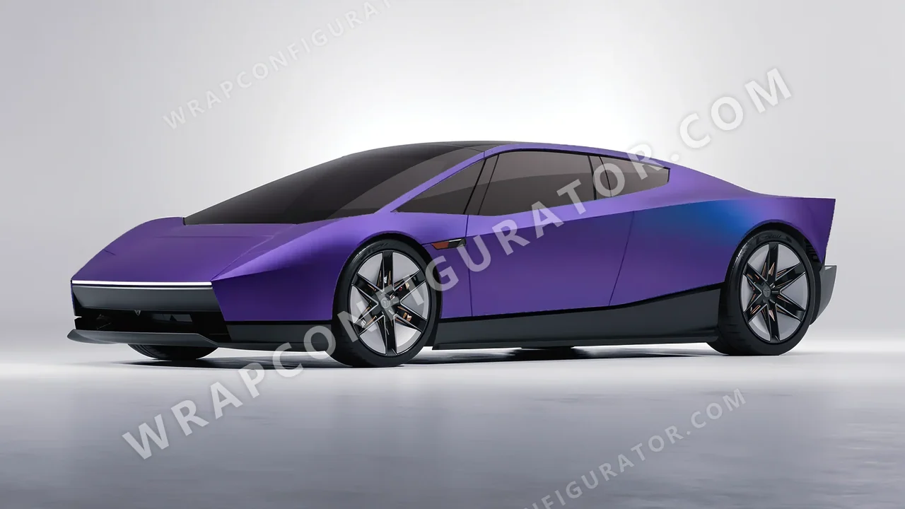 Blue Tesla Roadster 2026 wrapped in KPMF Matt Purple Blue Iridescent K75566