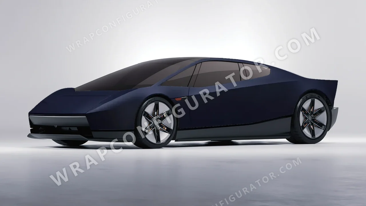 Blue Tesla Roadster 2026 wrapped in KPMF Matt Sinister Blue K75562