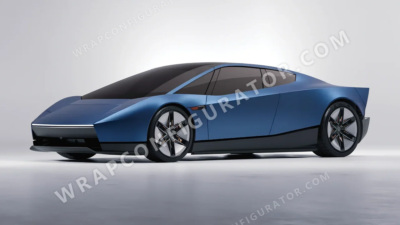 Blue Tesla Roadster 2026 wrapped in KPMF Matt Trenton Blue K75544
