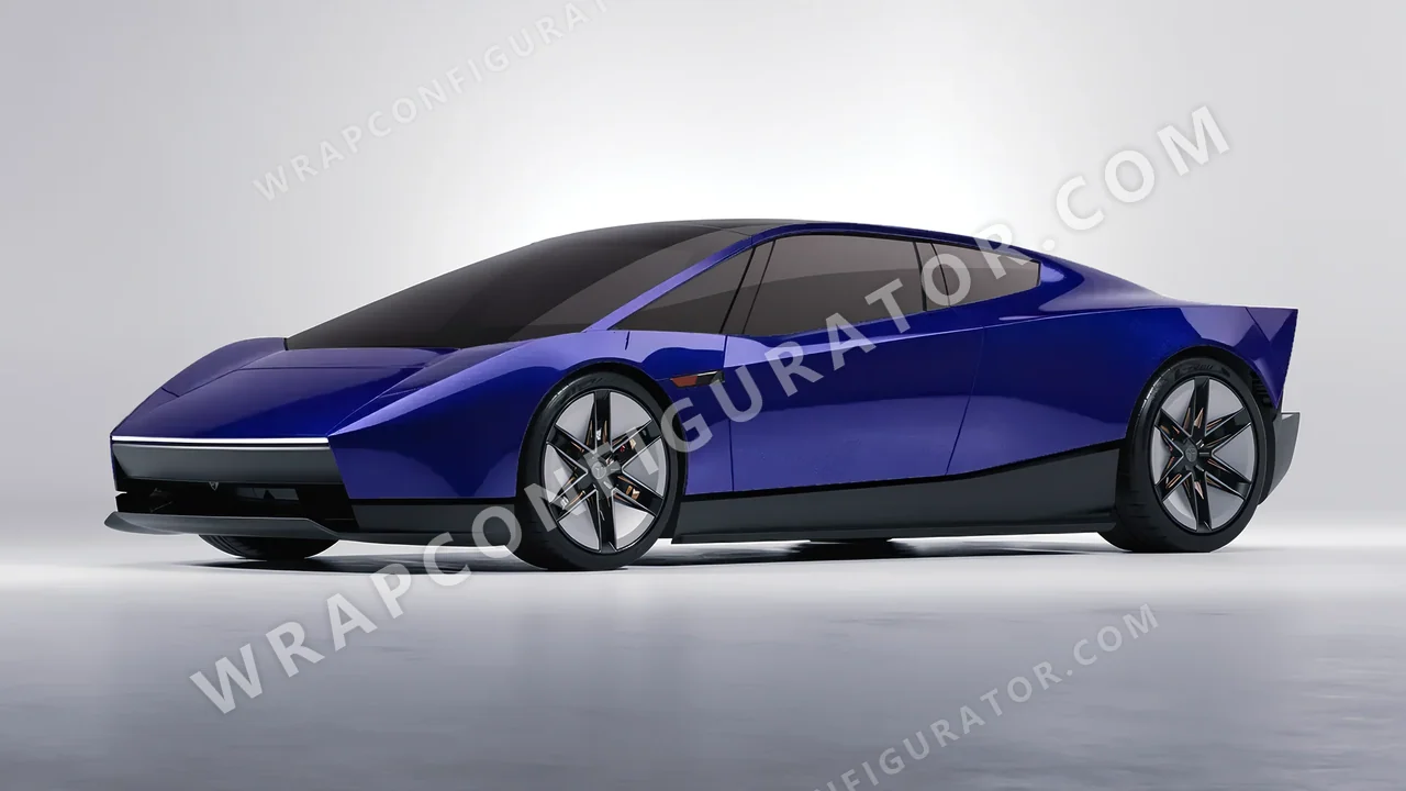 Blue Tesla Roadster 2026 wrapped in KPMF Opulent Indigo K75452
