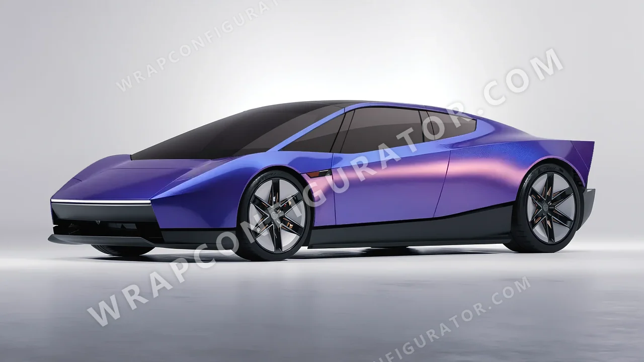 Blue Tesla Roadster 2026 wrapped in KPMF Twilight Sky K75417