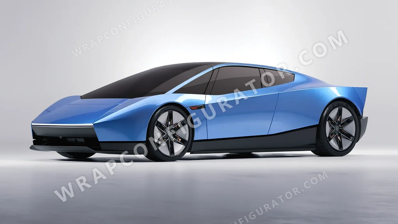 Blue Tesla Roadster 2026 wrapped in ORACAL Azure 970RA-197G