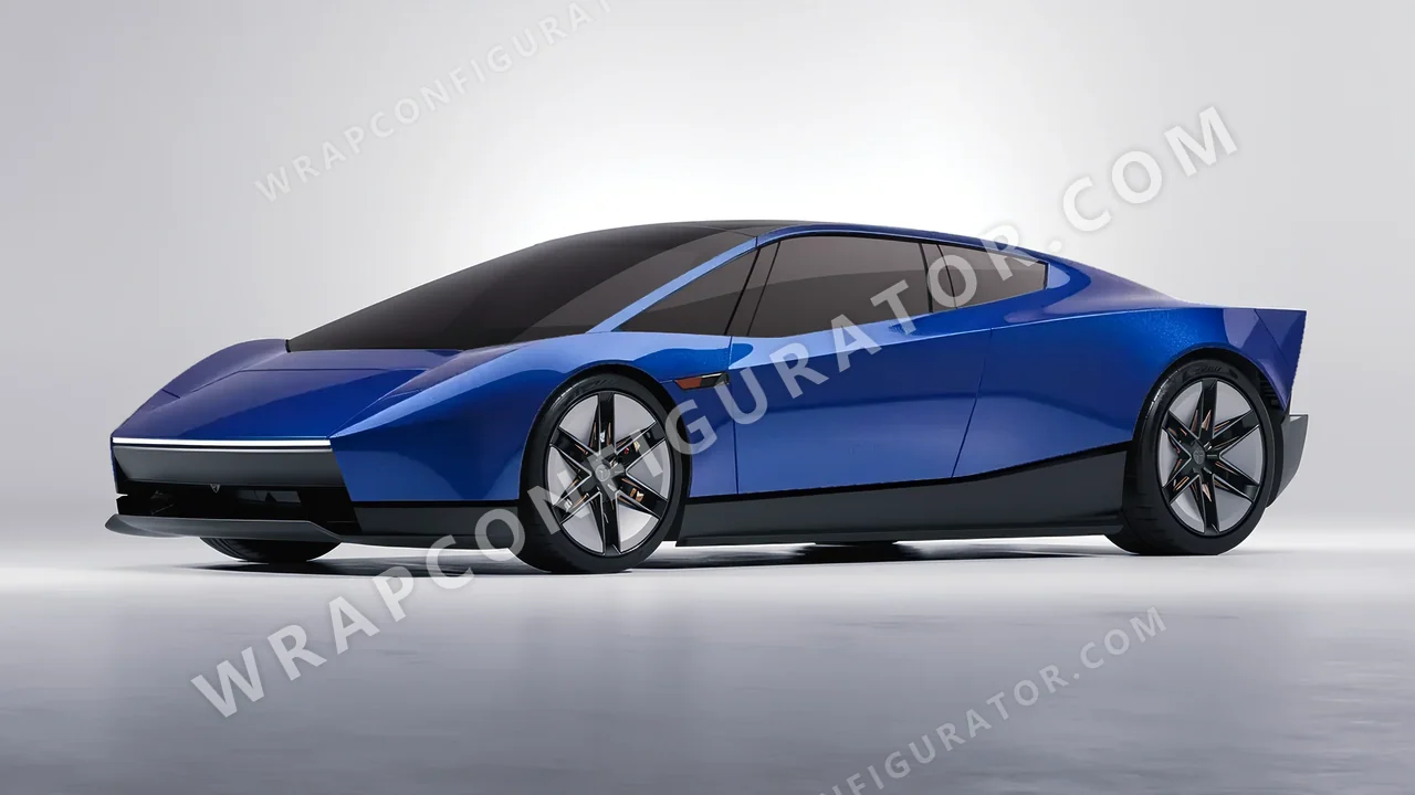Blue Tesla Roadster 2026 wrapped in ORACAL Deep Blue 970RA-192G