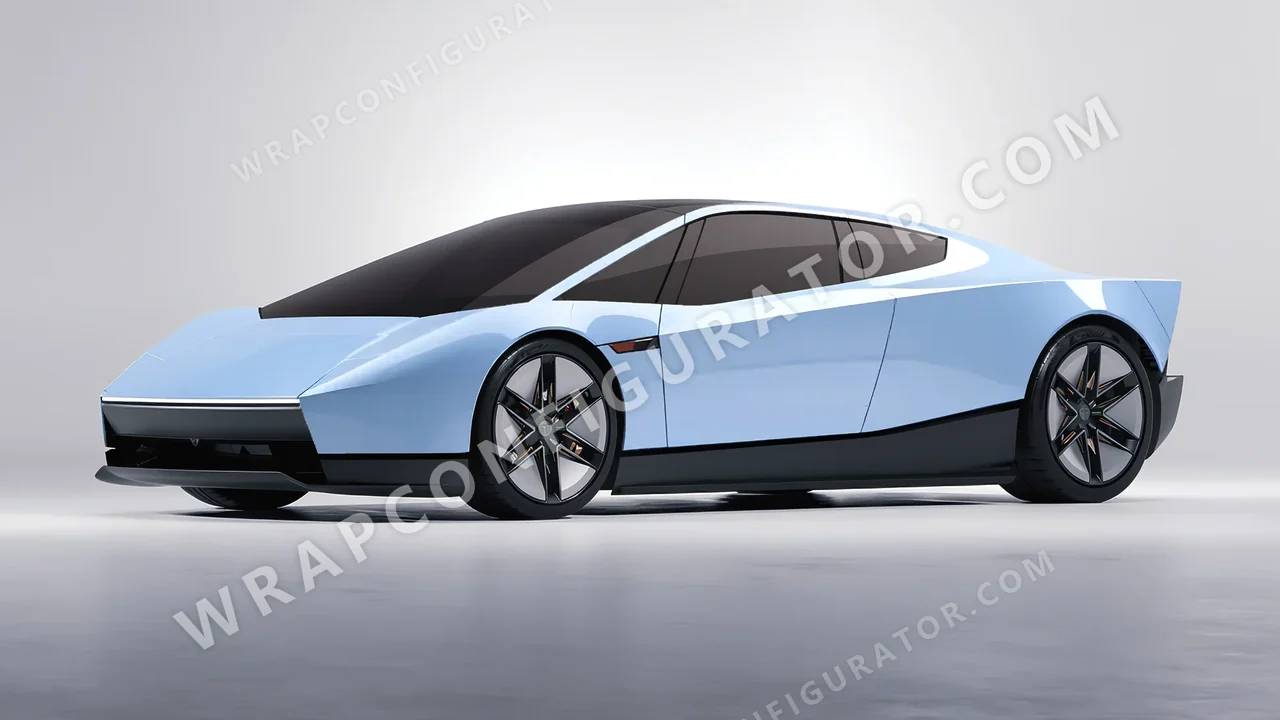 Blue Tesla Roadster 2026 wrapped in ORACAL Dove Blue 970RA-195G