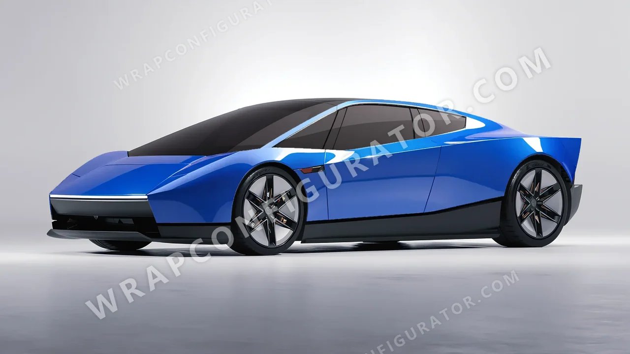 Blue Tesla Roadster 2026 wrapped in ORACAL Fjord Blue 970RA-547G
