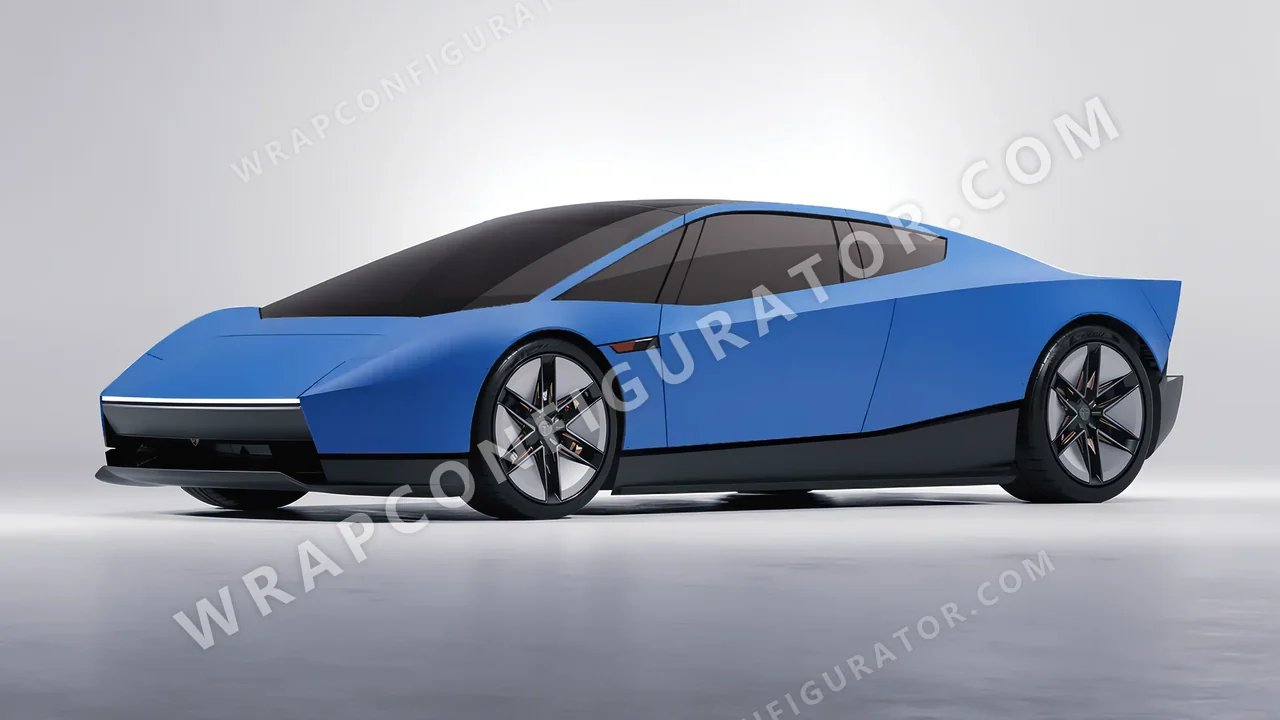 Blue Tesla Roadster 2026 wrapped in ORACAL Fjord Blue 970RA-547M