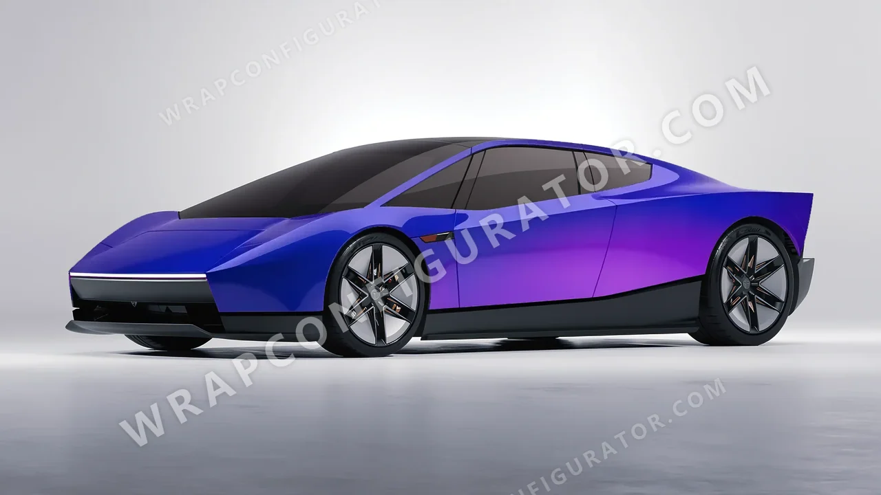 Blue Tesla Roadster 2026 wrapped in ORACAL Gloss Ultramarine Violet 970RA-319G