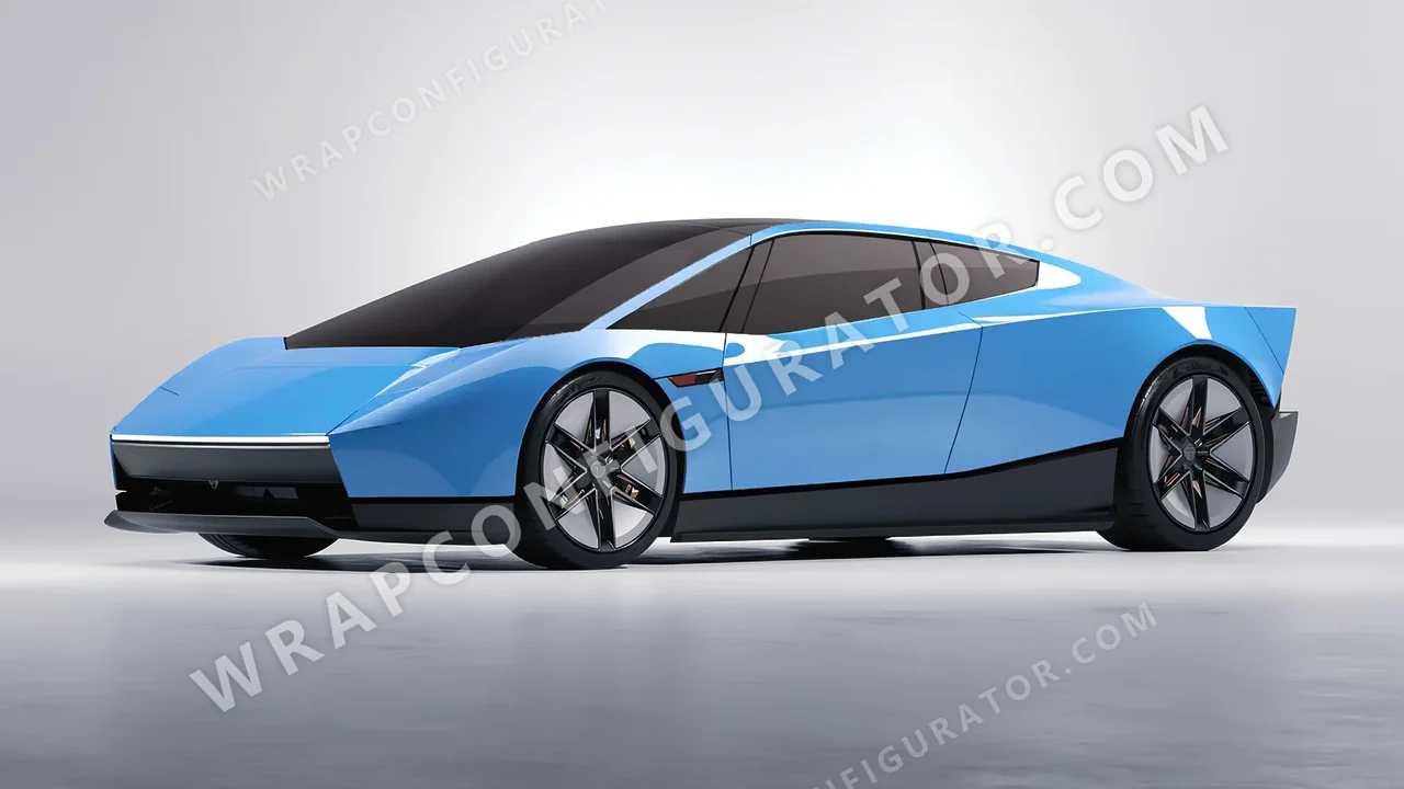 Blue Tesla Roadster 2026 wrapped in ORACAL Ice Blue 970RA-056G