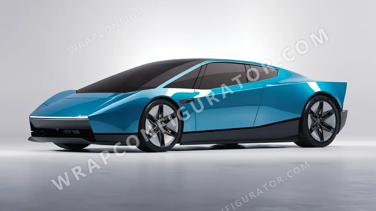 Blue Tesla Roadster 2026 wrapped in ORACAL Lagoon 970RA-553G