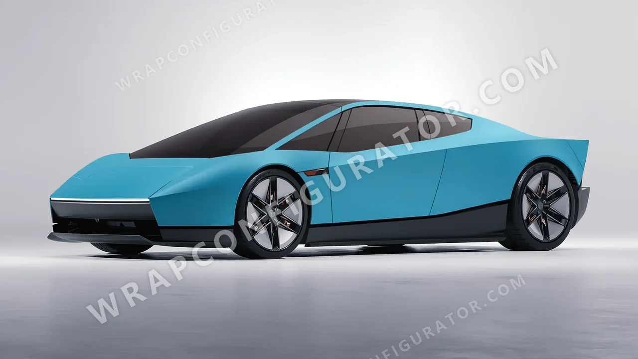 Blue Tesla Roadster 2026 wrapped in ORACAL Lagoon 970RA-553M