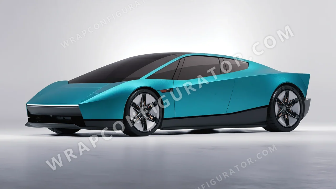 Blue Tesla Roadster 2026 wrapped in ORACAL Matt Turbo Turquoise 970RA-182M