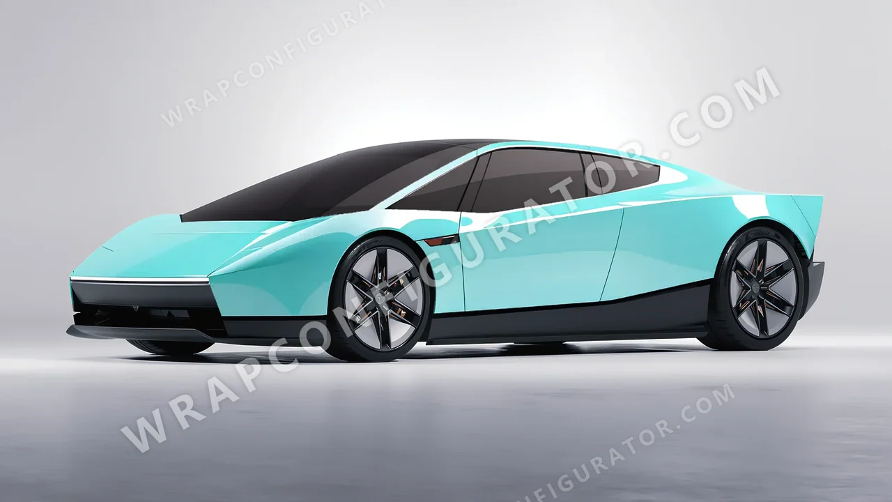 Blue Tesla Roadster 2026 wrapped in ORACAL Mint 970RA-055G