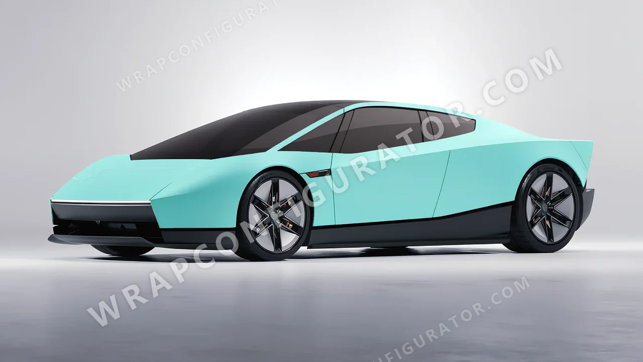 Blue Tesla Roadster 2026 wrapped in ORACAL Mint 970RA-055M