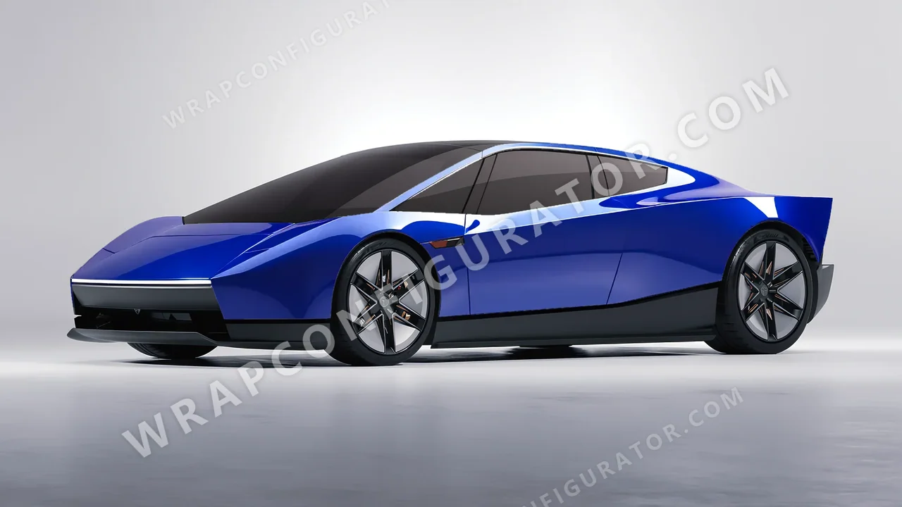 Blue Tesla Roadster 2026 wrapped in ORACAL Night Blue 970RA-511G