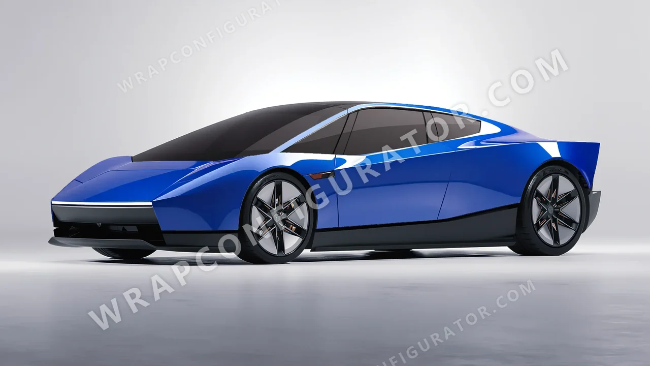 Blue Tesla Roadster 2026 wrapped in ORACAL Sea Blue 970RA-509G
