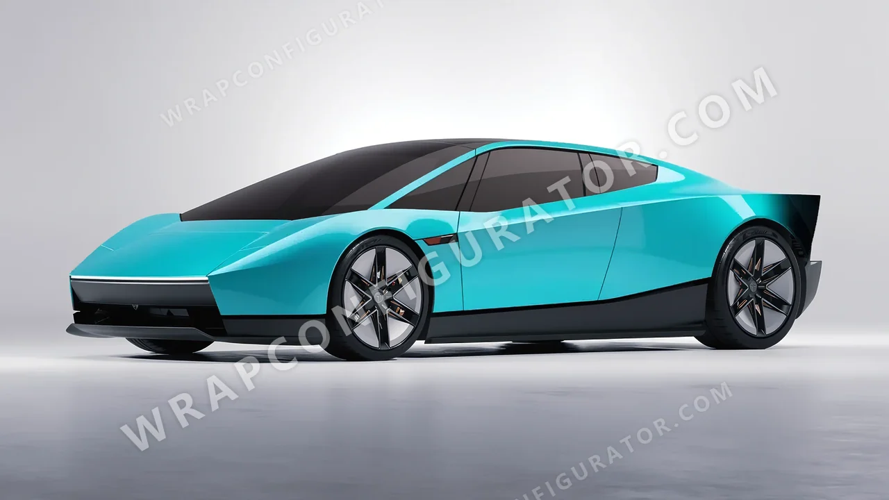 Blue Tesla Roadster 2026 wrapped in ORACAL Turbo Turquoise 970RA-172G
