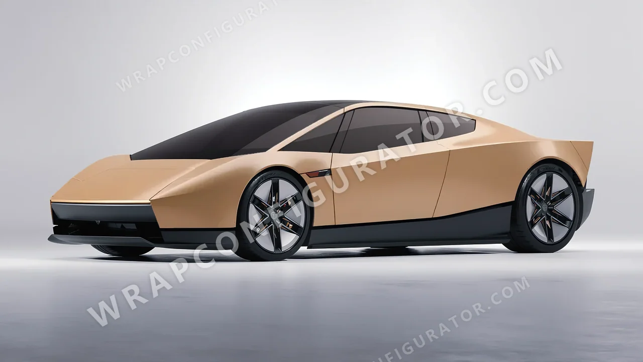Brown Tesla Roadster 2026 wrapped in 3M Sandstone S49