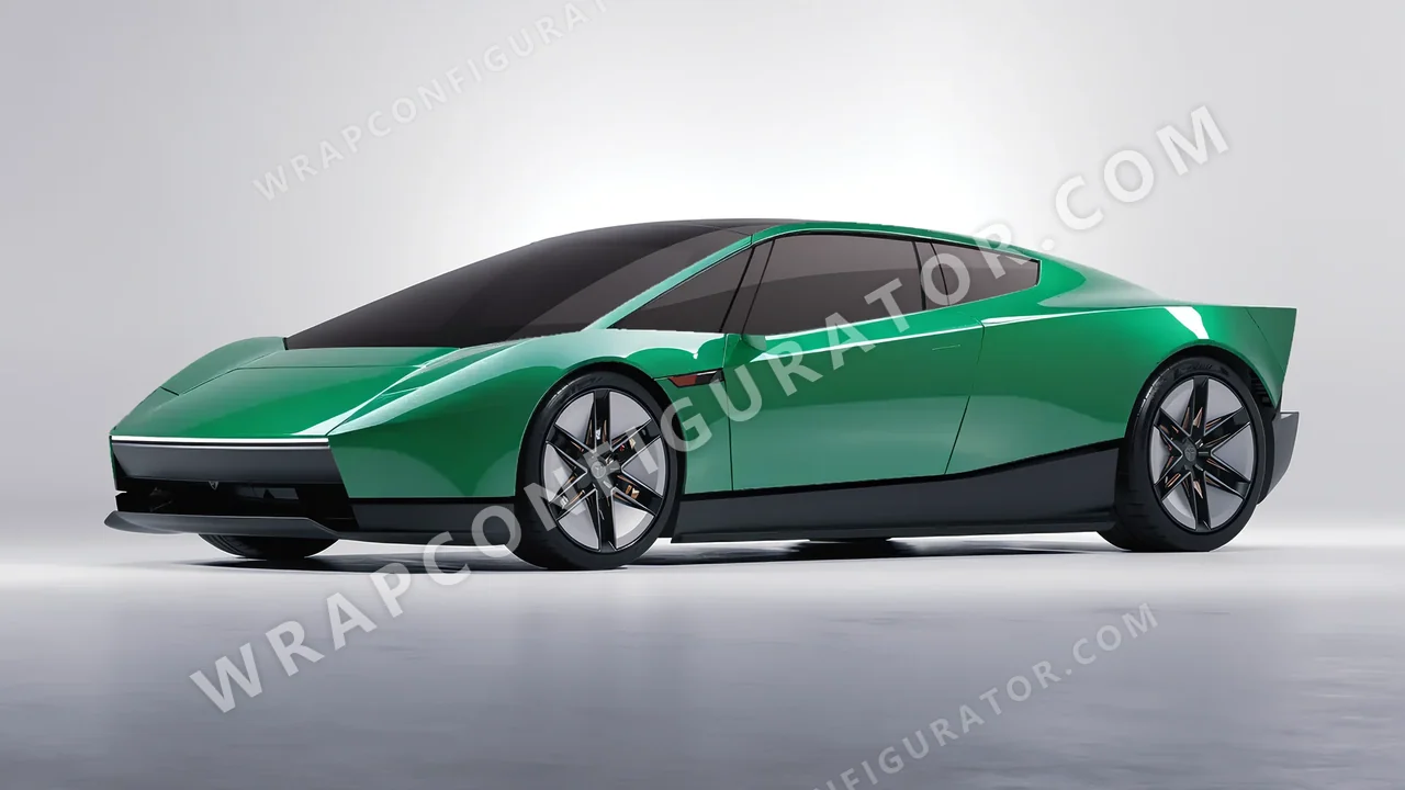 Green Tesla Roadster 2026 wrapped in 3M Gloss Kelly Green G46