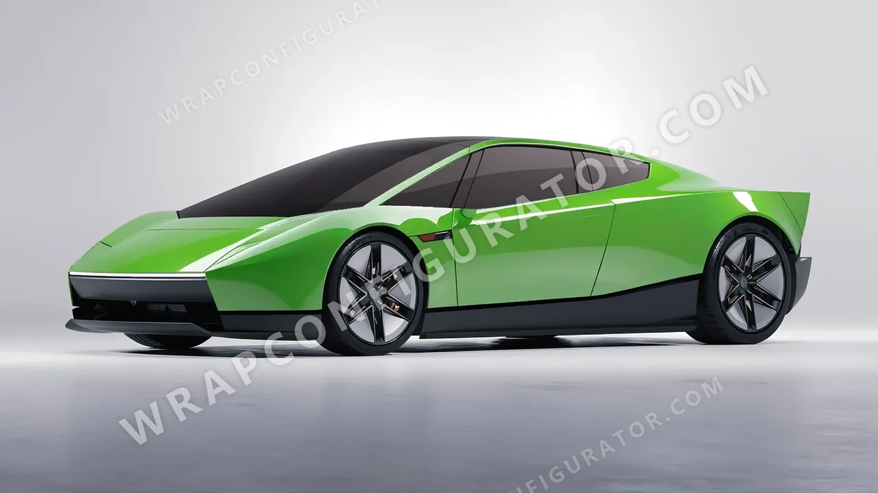 Green Tesla Roadster 2026 wrapped in 3M Gloss Light Green G16