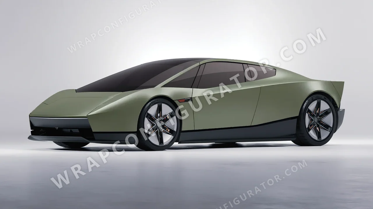 Green Tesla Roadster 2026 wrapped in 3M Komodo Green S56