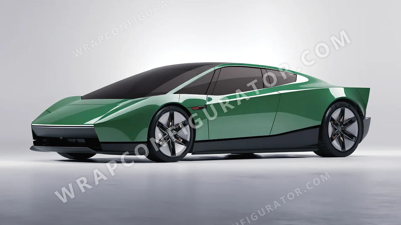 Green Tesla Roadster 2026 wrapped in 3M Mantis Green HG36