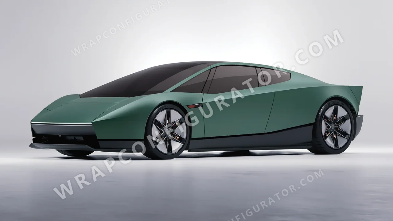 Green Tesla Roadster 2026 wrapped in 3M Matte Pine Green Metallic M206