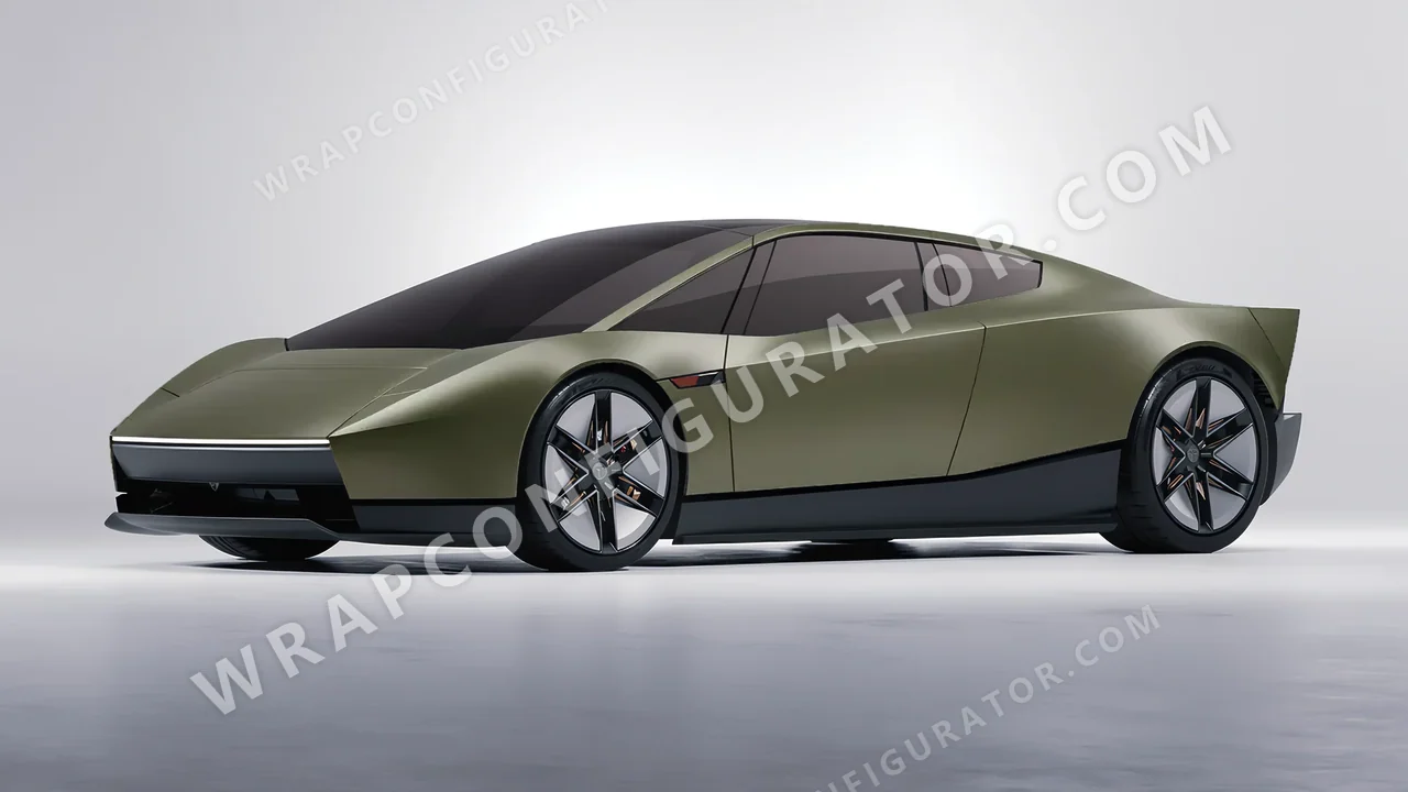 Green Tesla Roadster 2026 wrapped in Avery Dennison Khaki Green SW900-712-O