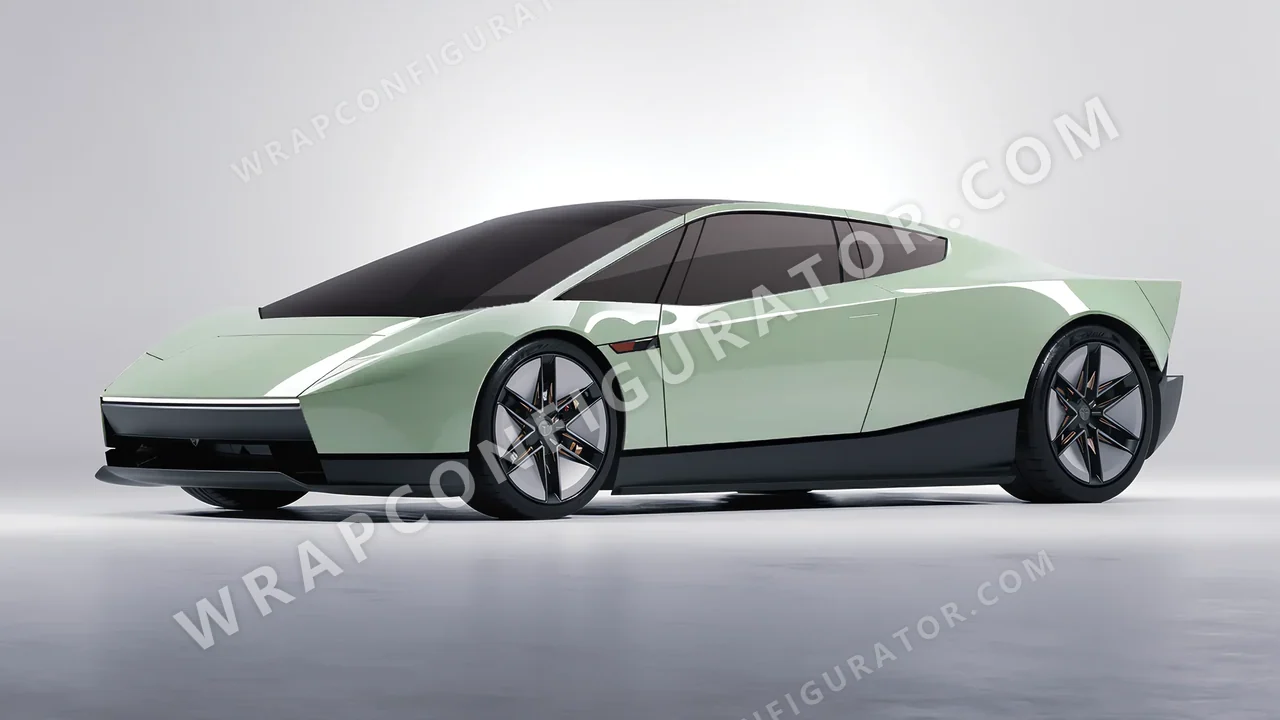 Green Tesla Roadster 2026 wrapped in Avery Dennison Light Pistachio SW900-728-O