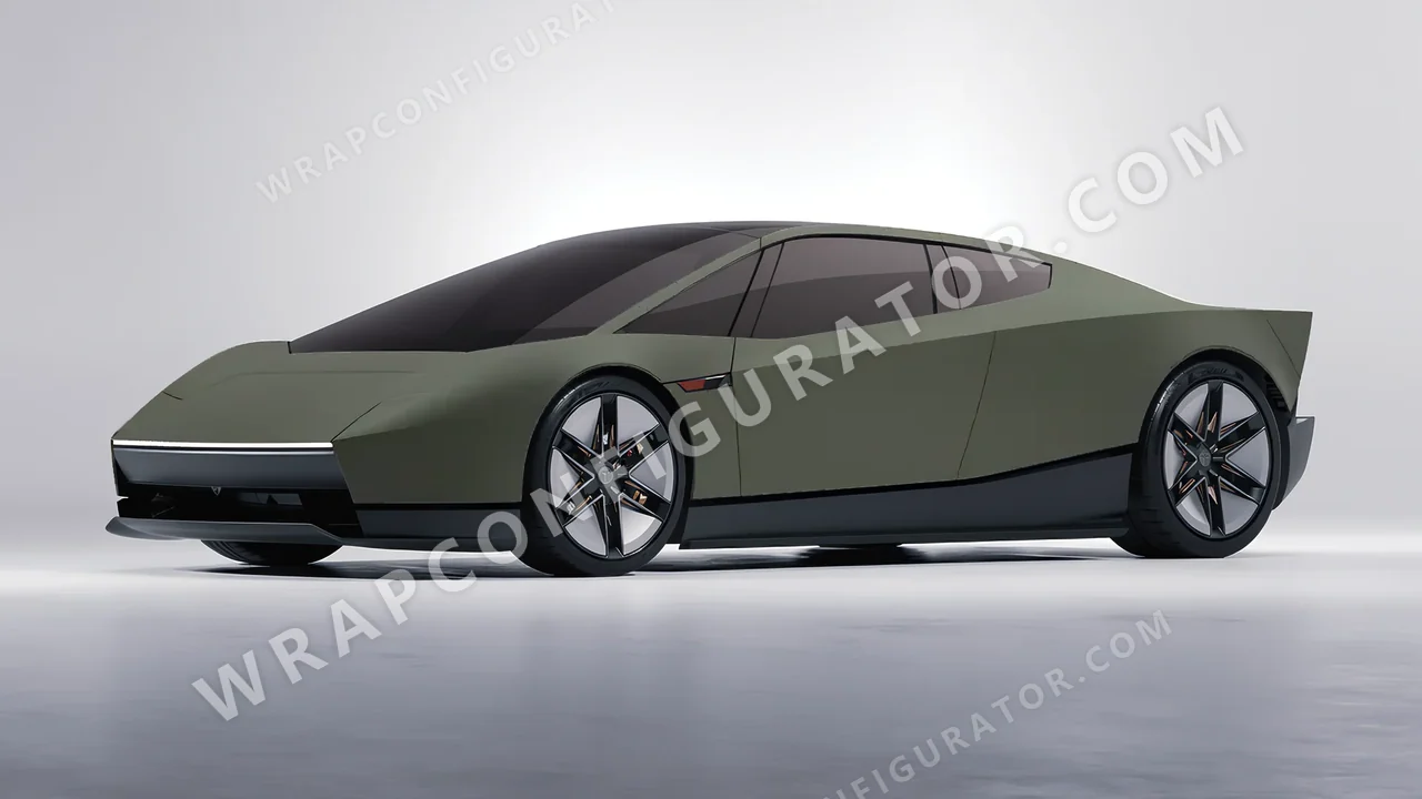 Green Tesla Roadster 2026 wrapped in Inozetek Dynamic PPF Army Green DPPF810