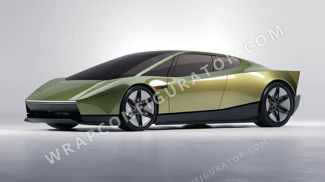 Green Tesla Roadster 2026 wrapped in Inozetek Dynamic PPF Golden Green DPPF929