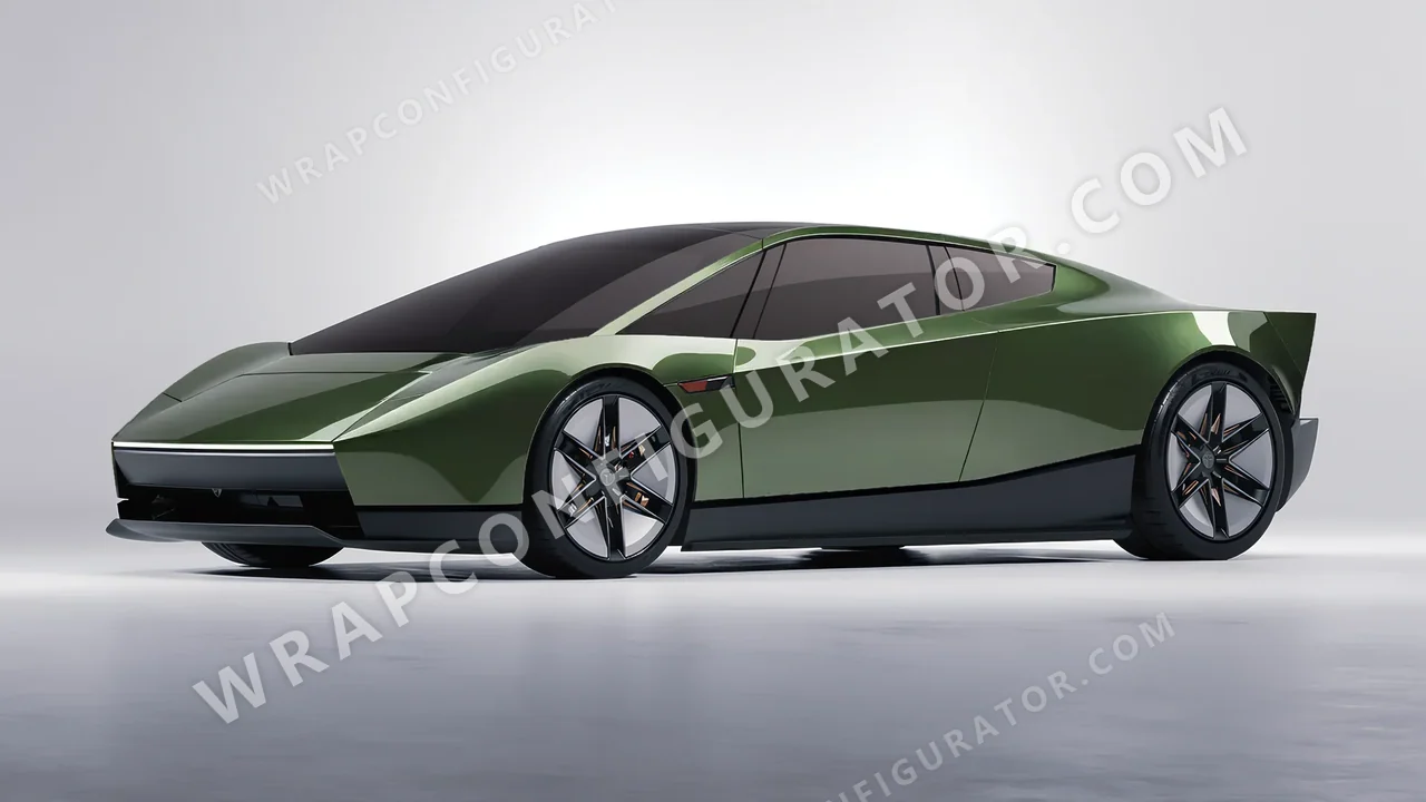 Green Tesla Roadster 2026 wrapped in Inozetek Dynamic PPF Olive DPPF931