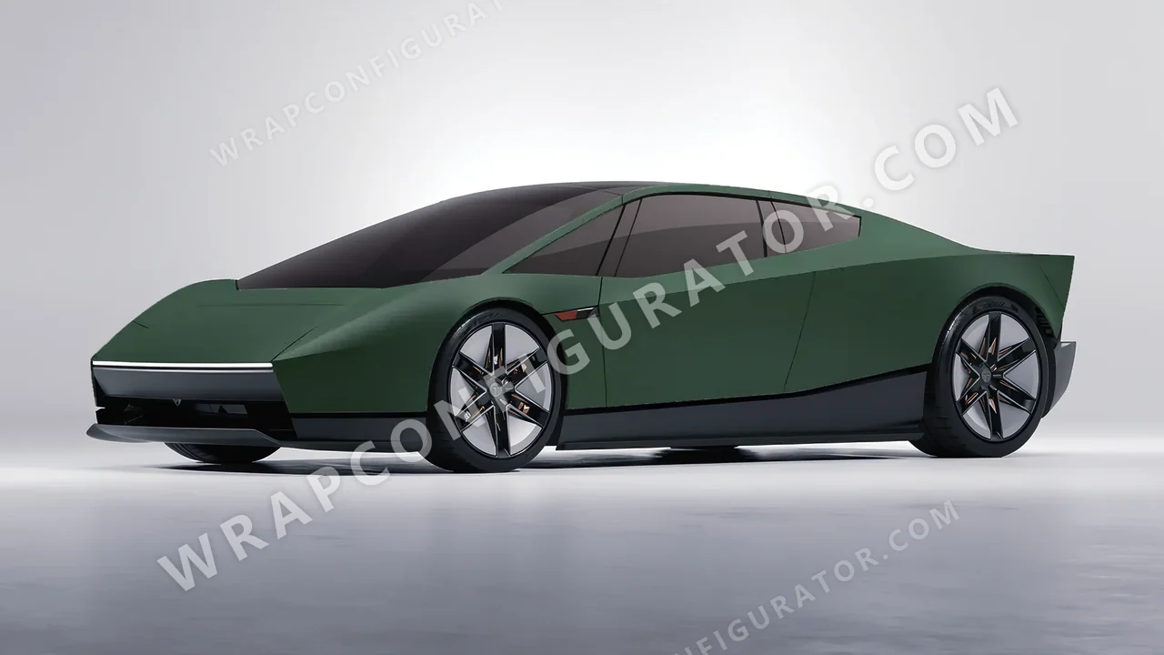 Green Tesla Roadster 2026 wrapped in KPMF Absolute Matt Forest Green K75806