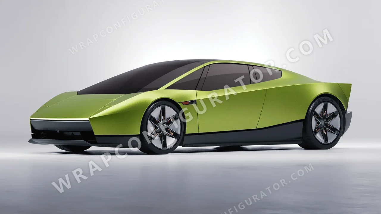Green Tesla Roadster 2026 wrapped in KPMF Matt Dynamic Lime K75503
