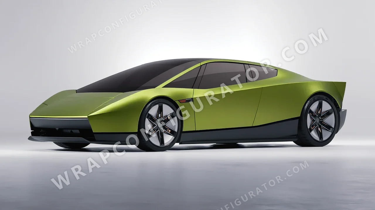 Green Tesla Roadster 2026 wrapped in KPMF Matt Viper Green K75542