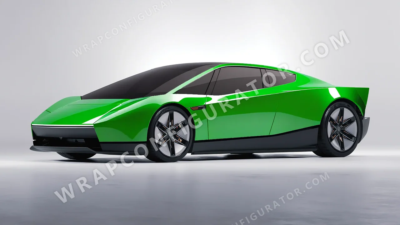 Green Tesla Roadster 2026 wrapped in ORACAL Lawn Green 970RA-464G