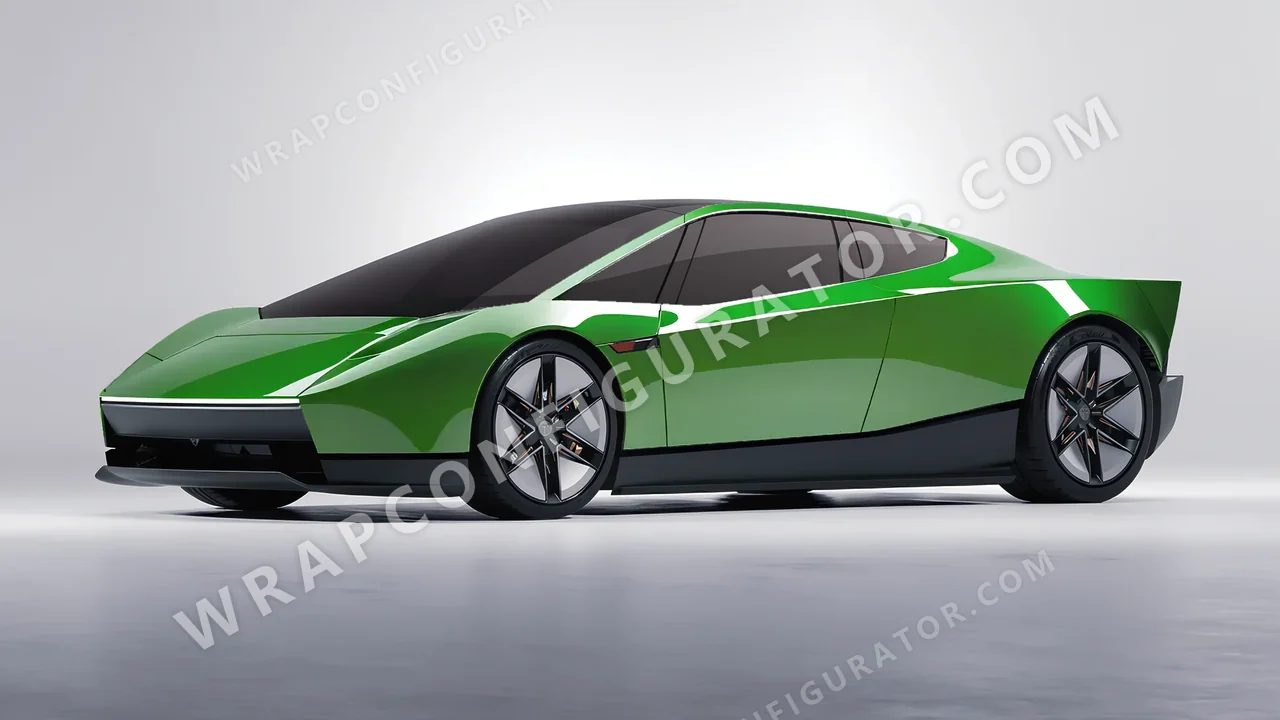 Green Tesla Roadster 2026 wrapped in ORACAL Tree Green 970RA-486G
