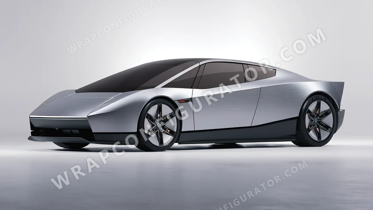 Grey Tesla Roadster 2026 wrapped in 3M Brushed Titanium BR230