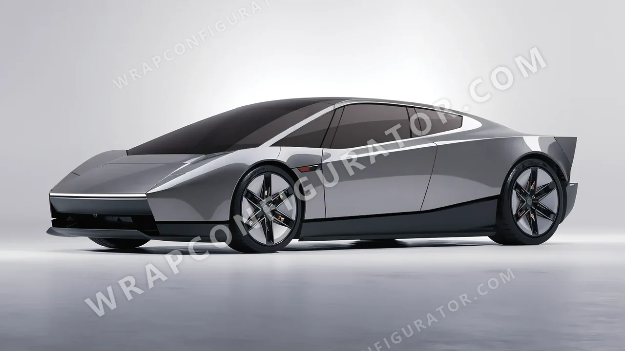 Grey Tesla Roadster 2026 wrapped in ORACAL Aluminium 970RA-908G
