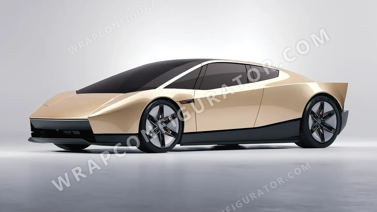 Grey Tesla Roadster 2026 wrapped in ORACAL Brass 970RA-922G
