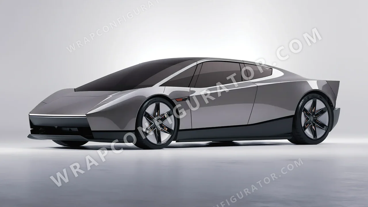 Grey Tesla Roadster 2026 wrapped in ORACAL Tin 970RA-933G