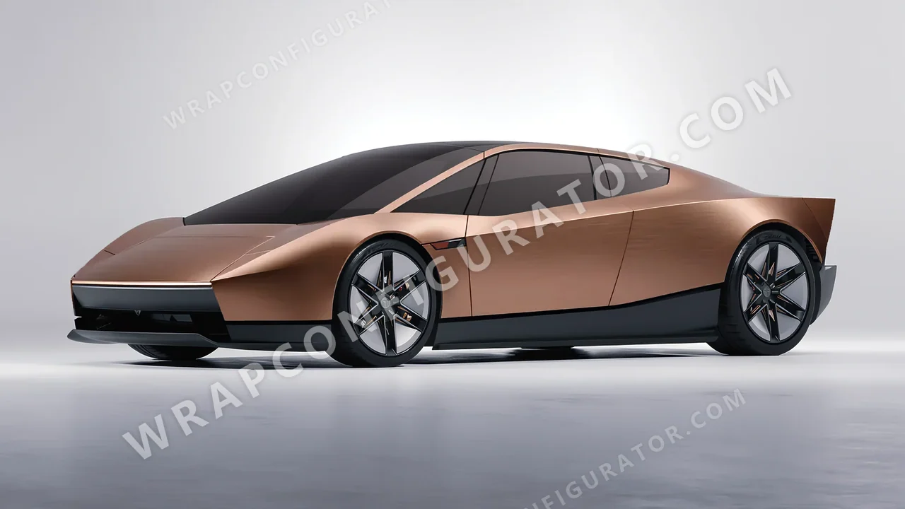 Orange Tesla Roadster 2026 wrapped in Avery Dennison Brushed Bronze SW900-933-X