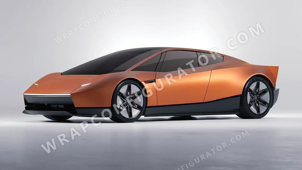 Orange Tesla Roadster 2026 wrapped in Avery Dennison Sunset Ride SW900-302-O