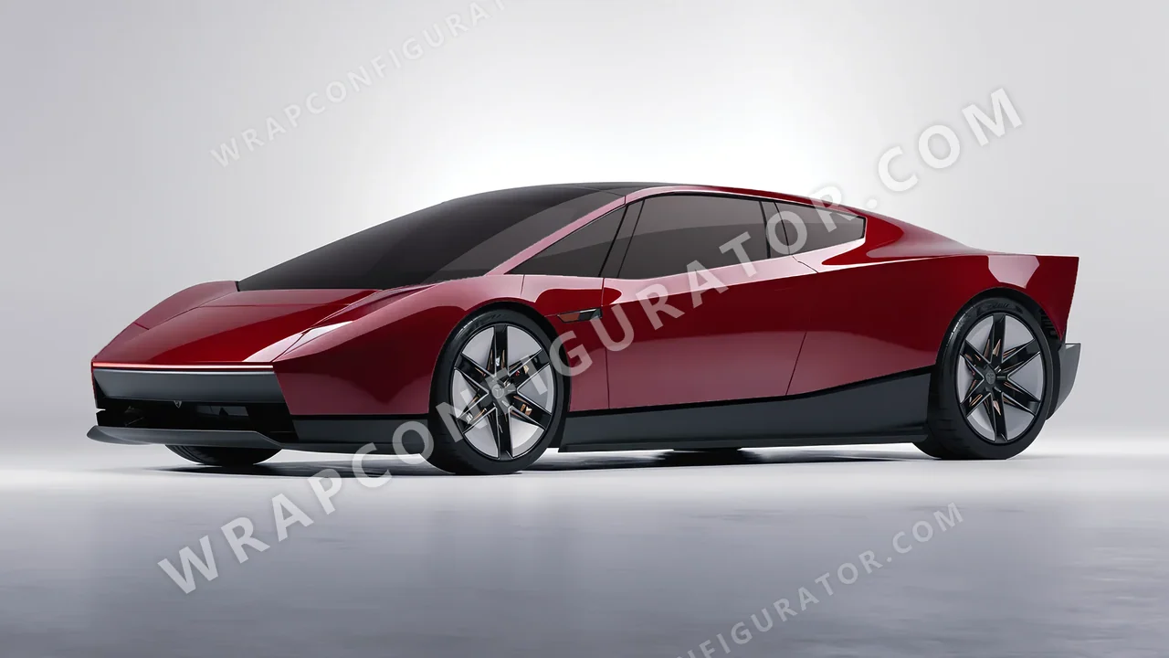 Red Tesla Roadster 2026 wrapped in 3M Gloss Dark Red G83