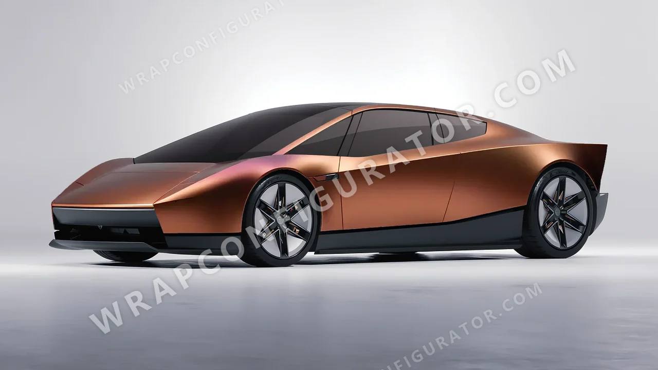 Red Tesla Roadster 2026 wrapped in 3M Satin Flip Volcanic Flare SP236