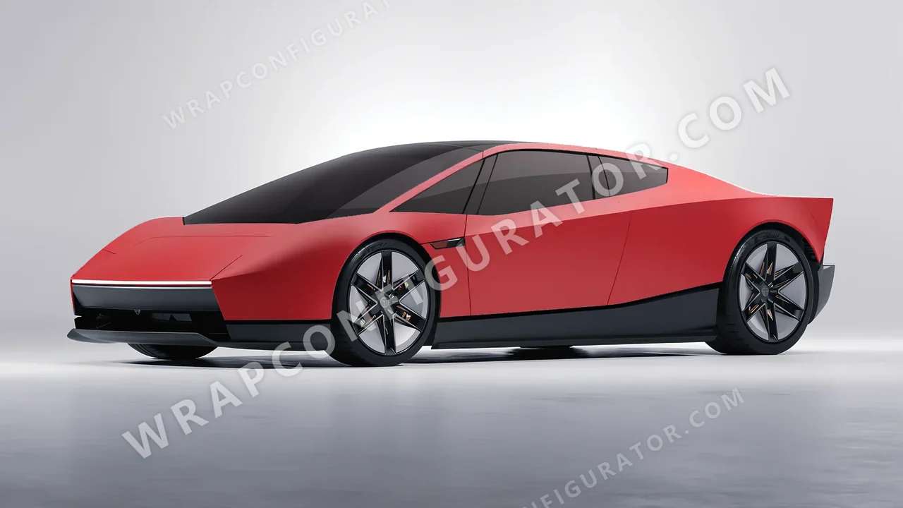 Red Tesla Roadster 2026 wrapped in ORACAL Cardinal Red 970RA-028M