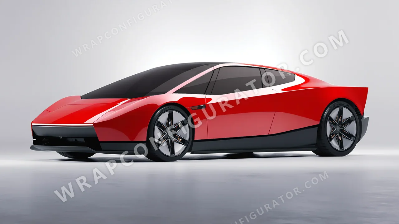 Red Tesla Roadster 2026 wrapped in ORACAL Light Red 970RA-032G